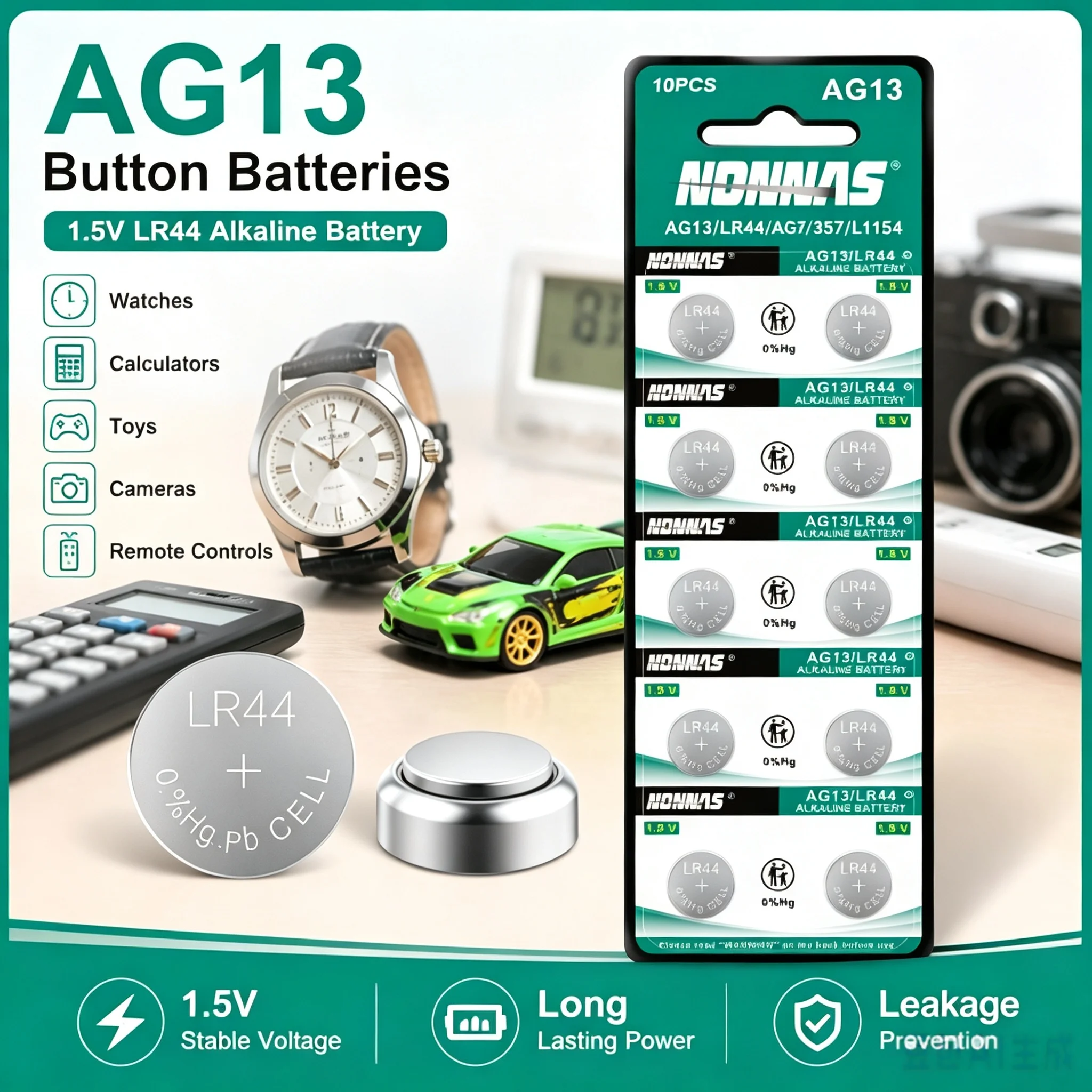 2-20 шт. батареек AG13 LR44 357 303 SR44 L1154F A76, кнопочные батарейки для часов, глюкометров, игрушек