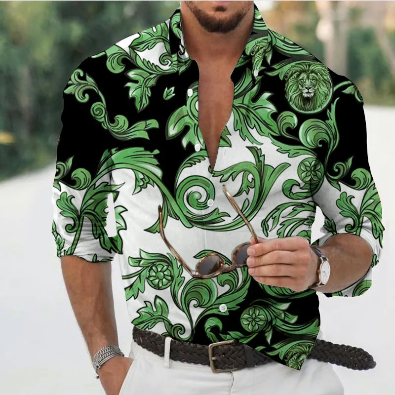 

3D Print Fashion Casual Men's Shirt Party Street Lapel Long Sleeve Top 2024 New Men's Hawaiian Shirt