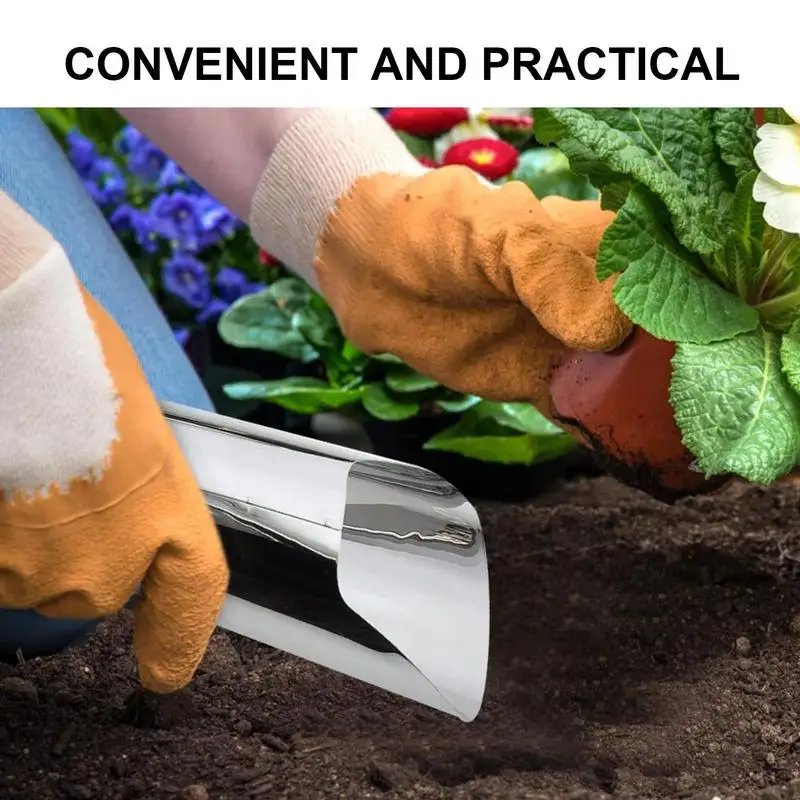 

Garden Scoop Bucket-Shaped Planting Scoop Lightweight Planting Supplies Stainless Steel Fertilizing Trowel For Flower Vegetable