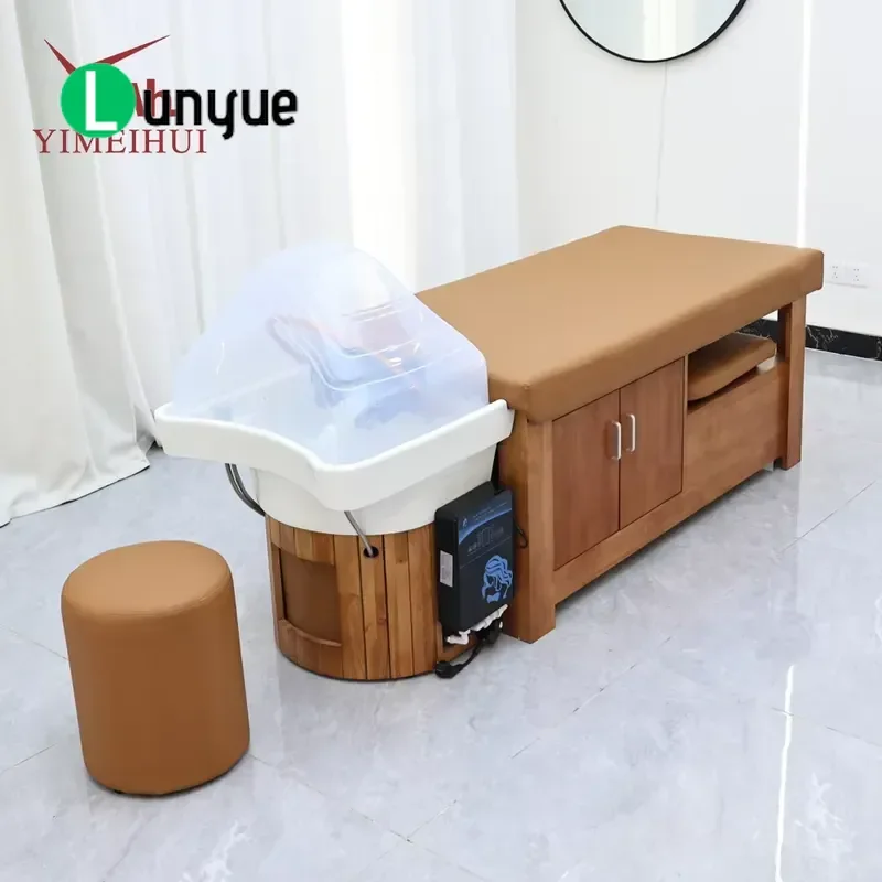 Modern Japanese Spa Shampoo Bed with Locker for Professional Hair Furniture Styling Station Wash Basin Unit Comfortable