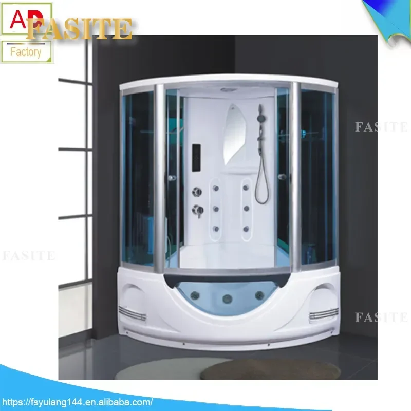 For 935 Integrated Sauna Steam Shower Room Closed White Bathroom Cabin with Bathtub Home Spa Wellness Relaxation