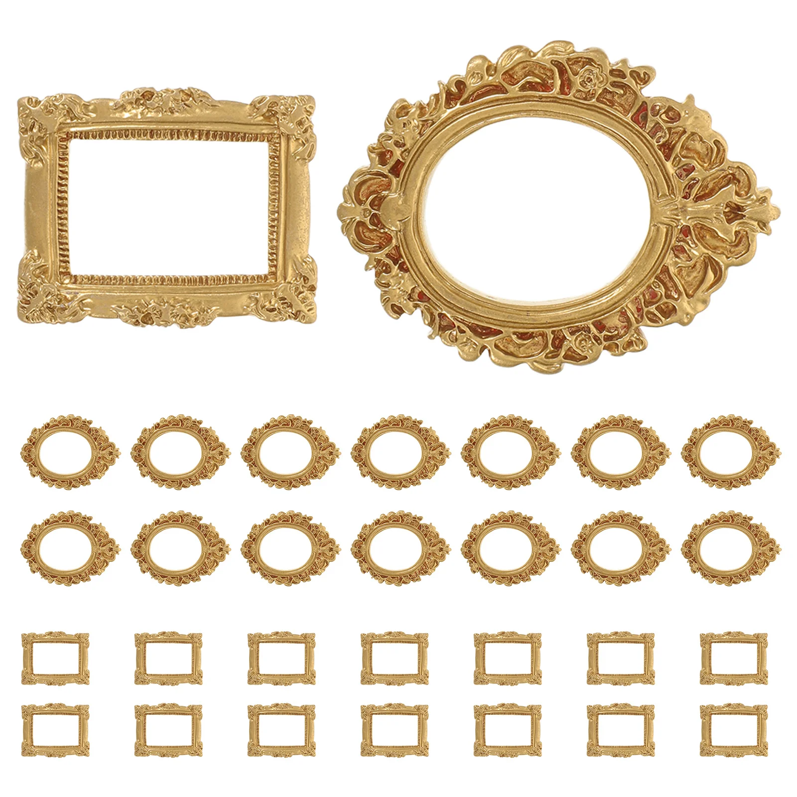 

30pcs Vintage Resin Picture Frame Mini Tiny Photo Frames For Diy Craft Decor Dollhouse Decoration Wall Tabletop Display Ornament
