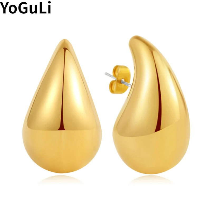 

Trendy Jewelry Gold Color Chunky Dome Teardrop Earrings for Women Girl Party Gift Lightweight Dropshipping