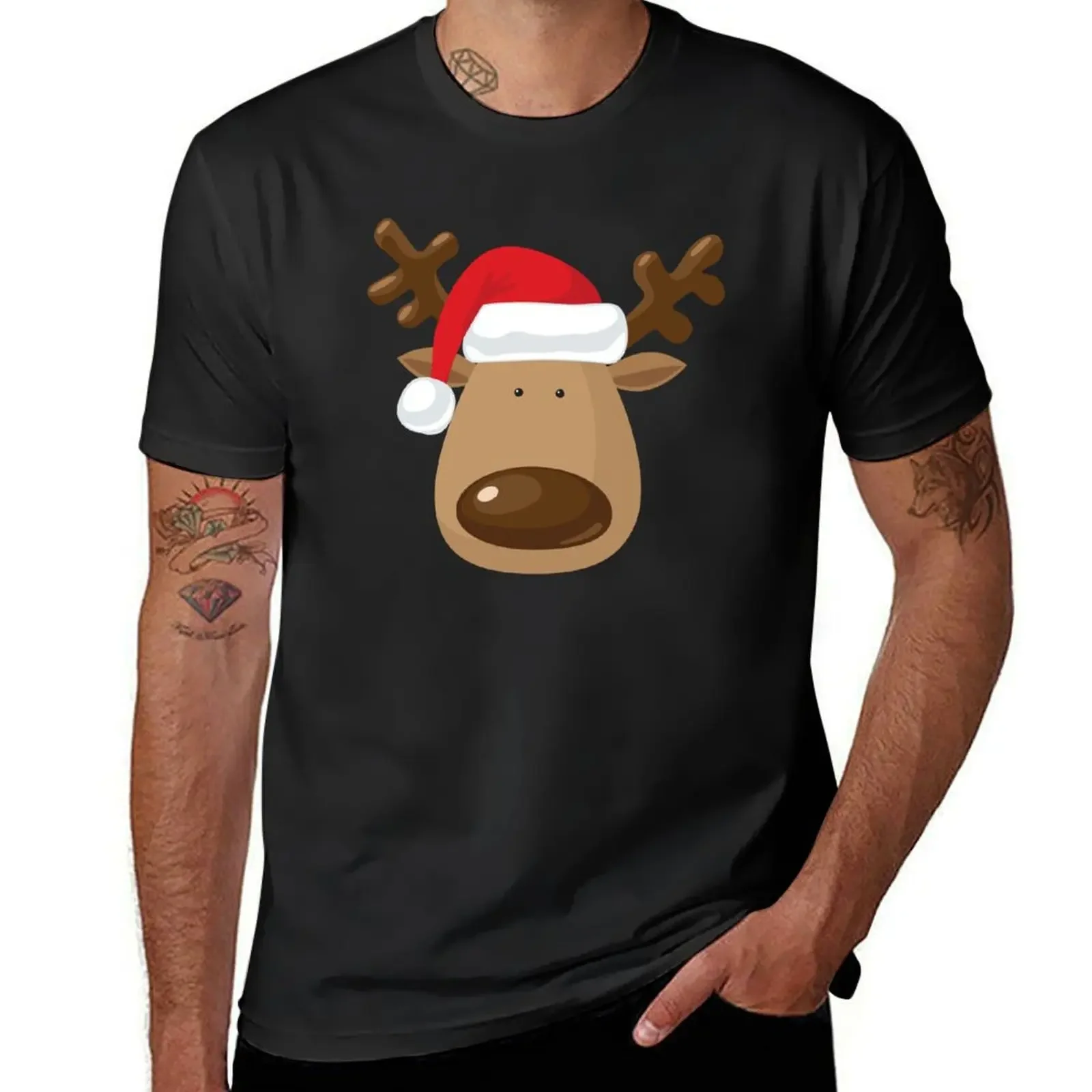 Reality Glitch Men's Christmas Reindeer T-Shirt vintage graphic tee custom shirt sweat summer clothes t shirts for men graphic