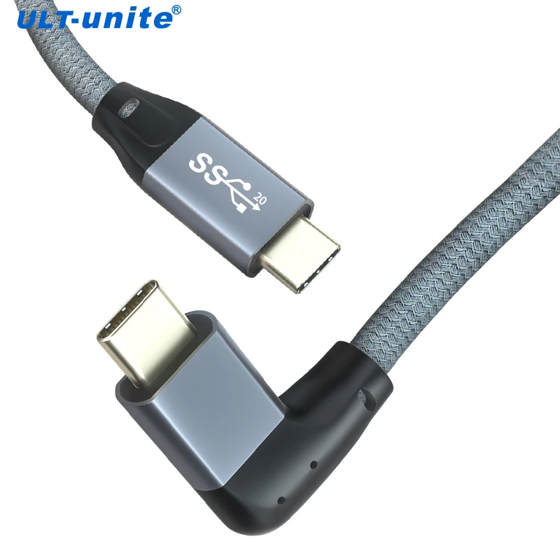 Cable USB 3,2 tipo C de 90 grados, Cable de datos PD100W 4K con todas las funciones, 20Gbps, macho a macho, 1,5 m