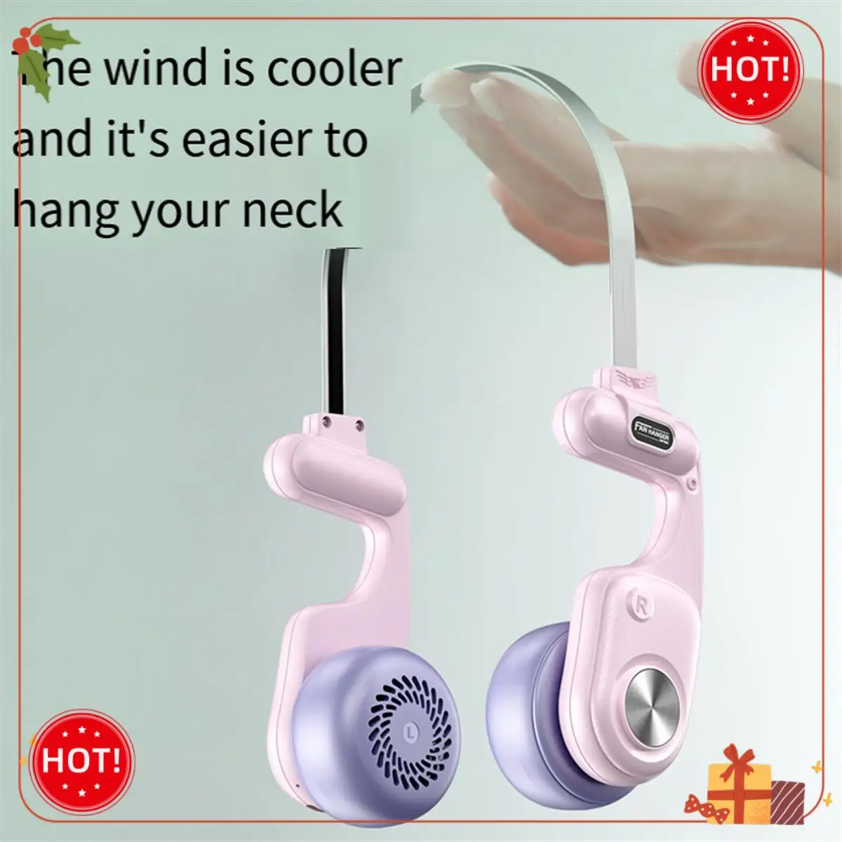 مروحة رقبة محمولة من ABLE، مروحة شخصية يمكن ارتداؤها بقدرة 1600 مللي أمبير في الساعة مع 5 سرعات قابلة للتعديل، مروحة للرقبة للسفر