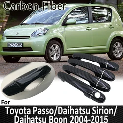 Black Carbon Fiber for Toyota Passo Daihatsu Sirion Boon M300 M600 2004~2015 2012 2013 2015 Door Handle Cover Car Accessories