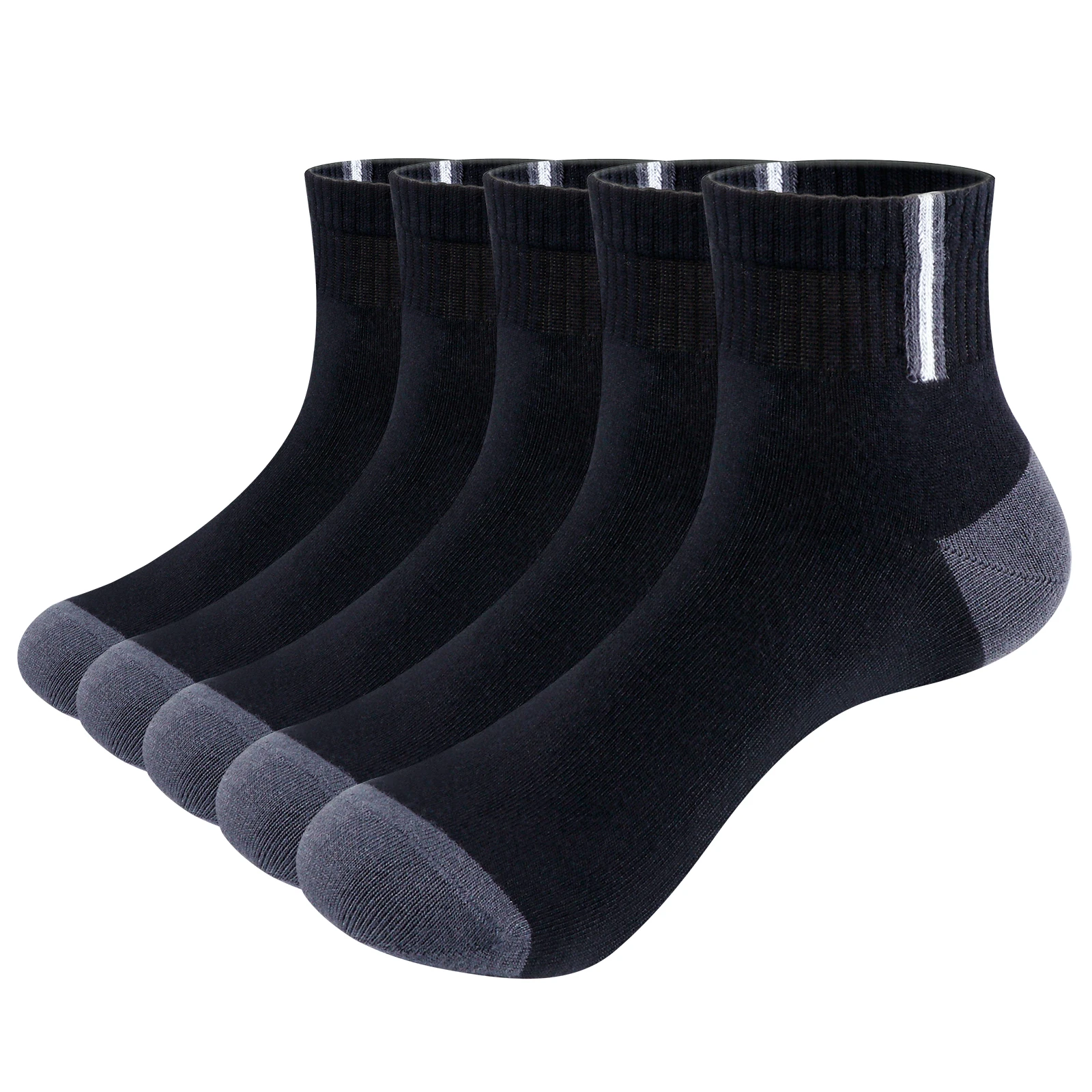 YUEDGE Quarter Bamboo Socks Breathable Low Cut Casual Short Ankle Socks for Unisex Size 37-41/41-44/44-46, 5 Pairs/Pack