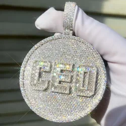 Big Geometric Round Shaped Hip Hop Pendant Full Paved 5A Cubic Zirconia CZ CEO Men Necklace