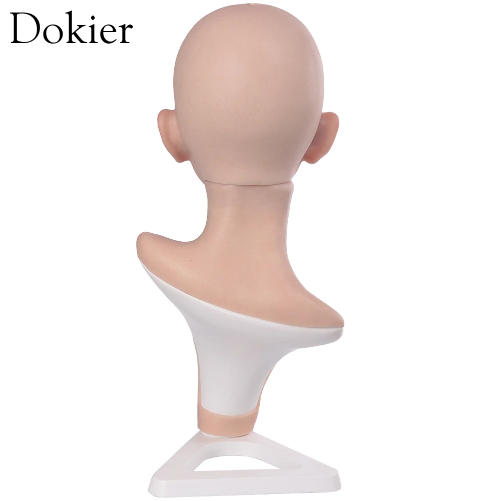 Dokier Female Head Model Realistic Silicone Material Lifelike Silicone Female Mannequin Head for Wig Hat Jewelry Display