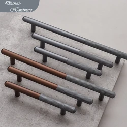 American Splicing Two-tone Knurled Handle Cabinet Door Handles Industrial Knurling Drawer Pulls Furniture Kitchen Handles
