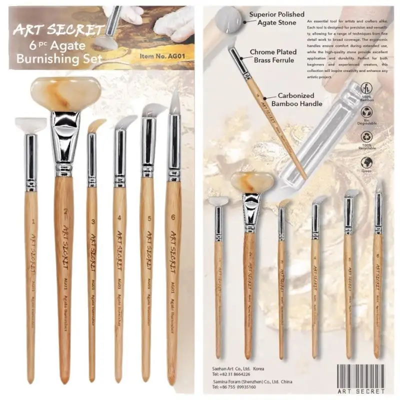 Achat-Polierer, flach, rund, gebogen, Vergoldungs- und Polierwerkzeug für Silber, Goldfolie, Buchbinder, Hobby – Detail 5