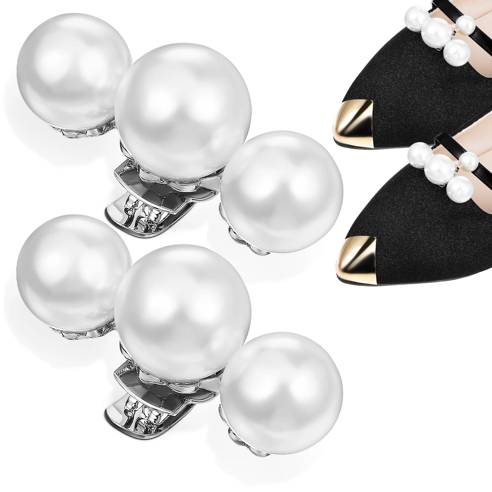 

2pcs Large Clips Shoe Clips For Flats for High Heels Artificial Pearl Decorative Charms Removable Shoe Accessories