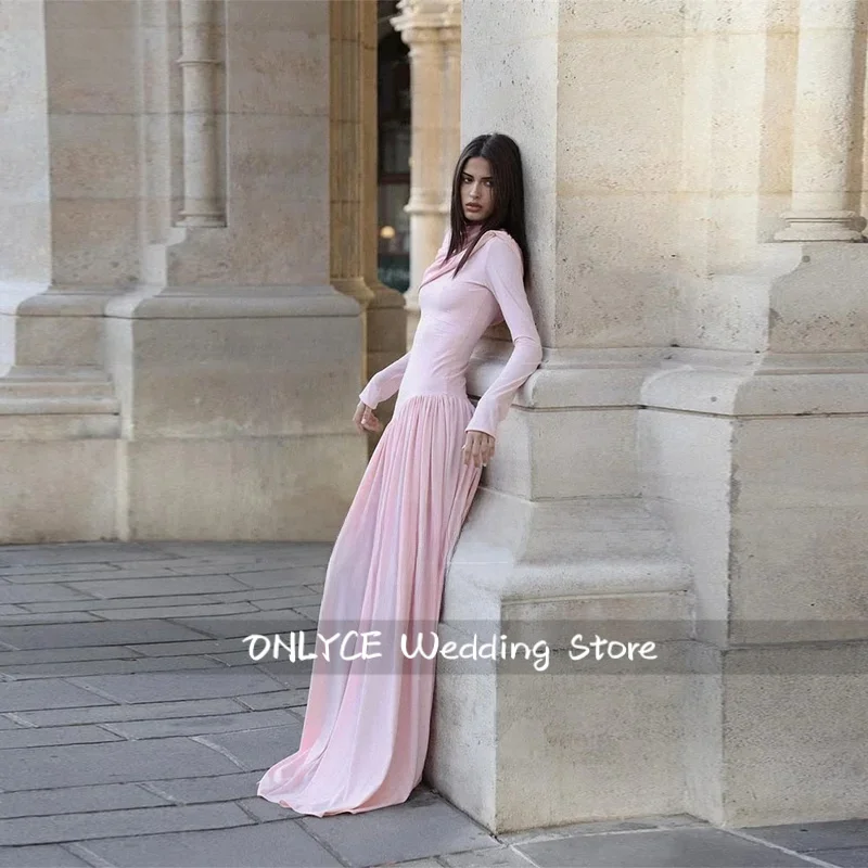 Robe De bal rose à manches longues pour femmes, modeste, élégante, longueur au sol, robe De soirée De dubaï, personnalisée, 2026