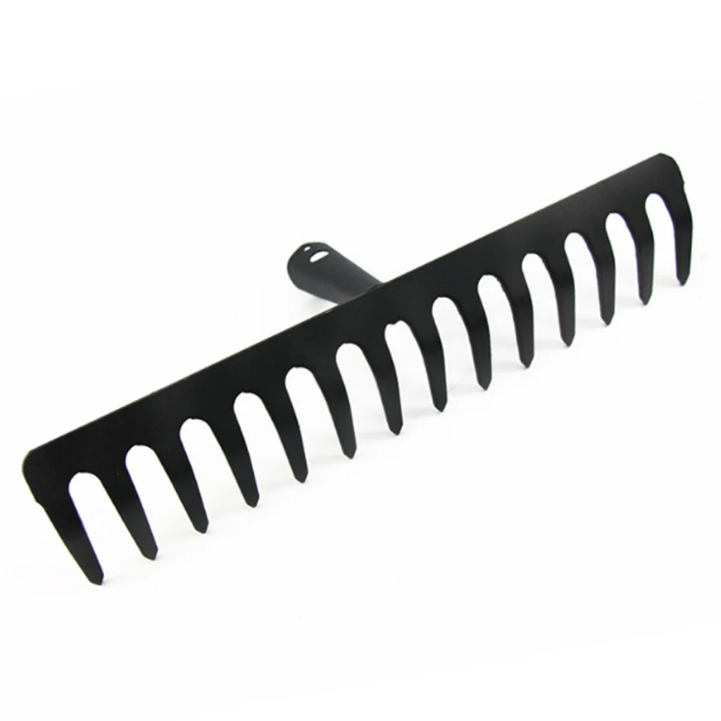 Heavy Duty Steel Lawn Rake Head 14 Teeth Leaf Removal Garden Tool Replacement Wide Rake for Grass and Shrubs