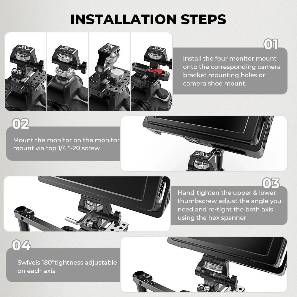 CAMVATE DSLR Camera Mount Swivel and Tilt Adjustable Monitor Holder with Shoe Mount With NATO Mount Monitor  Attachment