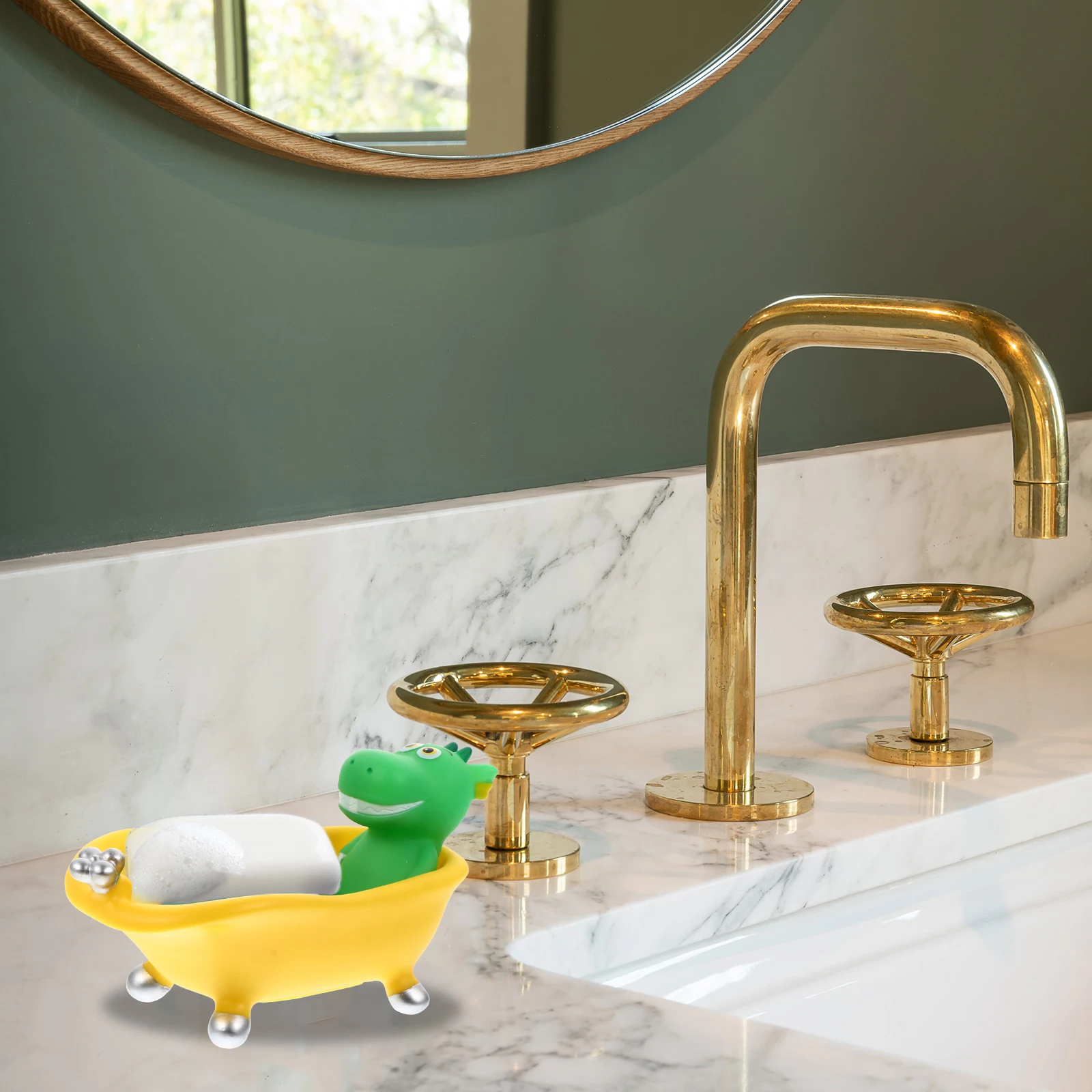 

1 pc Bathtub-Shaped Soap Storage Box Household Drain Case Material Waterproof Sponge Drain Dish Cartoon Animal Design