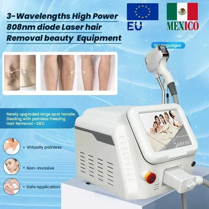 New Diode Laser Hair Removal Professional Machine 3 Waves 755 808 1064 device epilator Salon or Home Use Remover Hair Removal