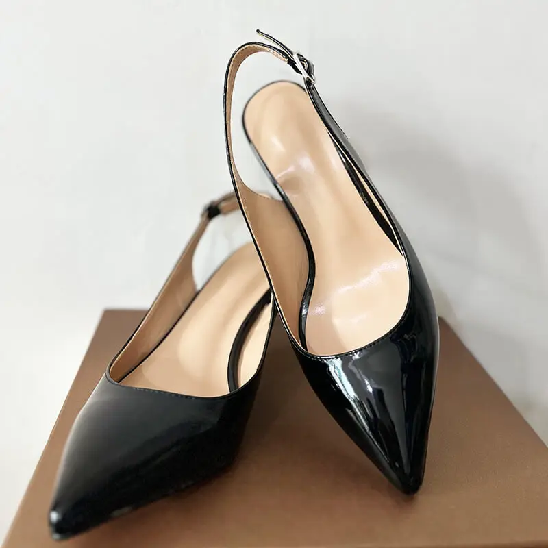Onlymaker kobiety Pointed Toe Slingback sandały kostki pasek kocie obcasy wesele buty Graffiti 6.5CM pompy