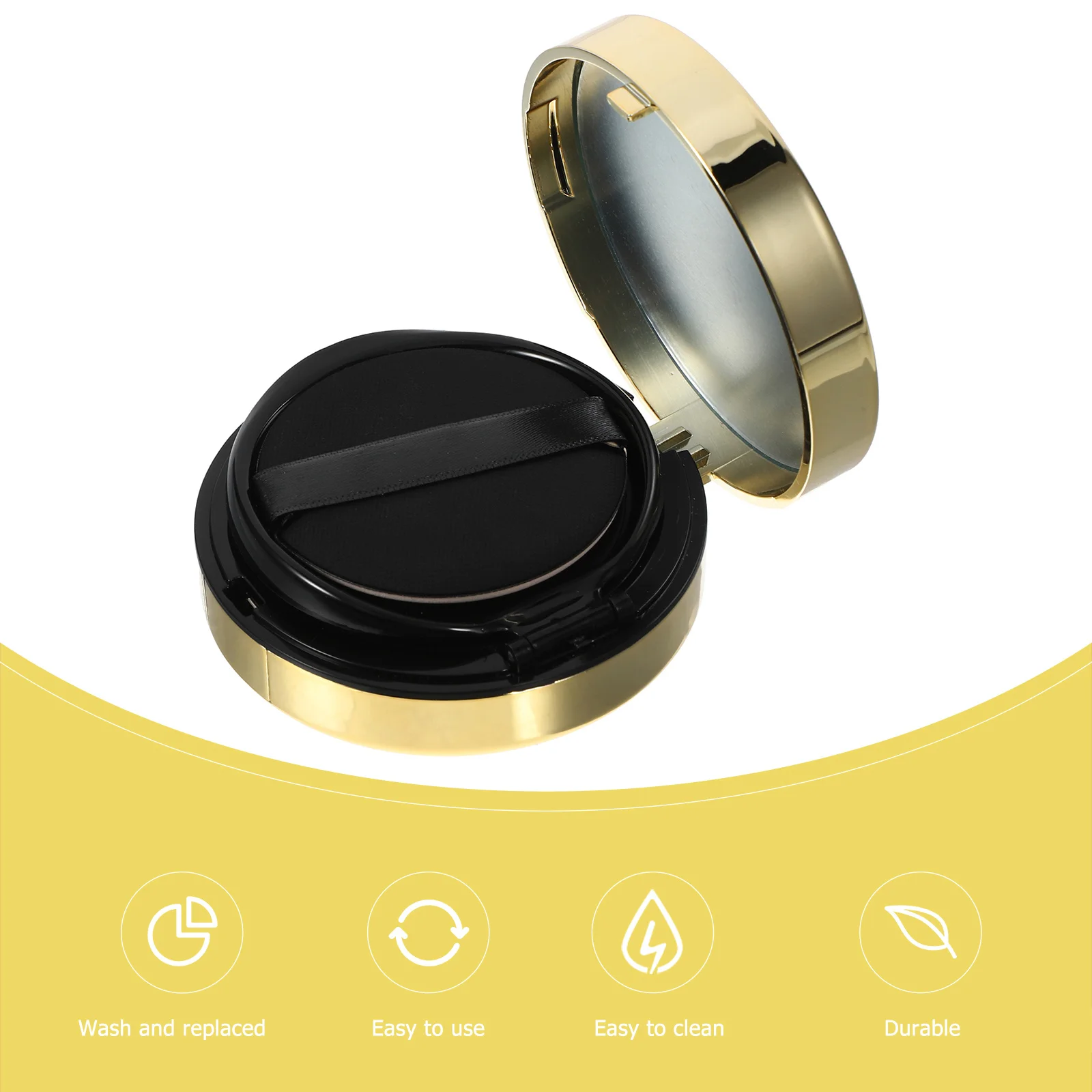 

Empty Round Refillable Container Two-Layers Blusher Box Pressed Powder Box Black Makeup Accessories Lightweight Portable