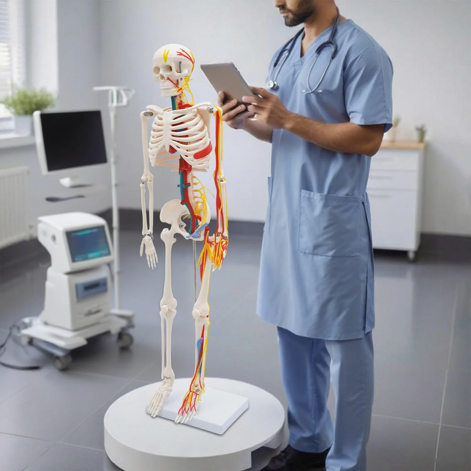 Human Skeleton Model Standing Style,Human Skeleton Model With Neurovascular,for medical students training,for Halloween
