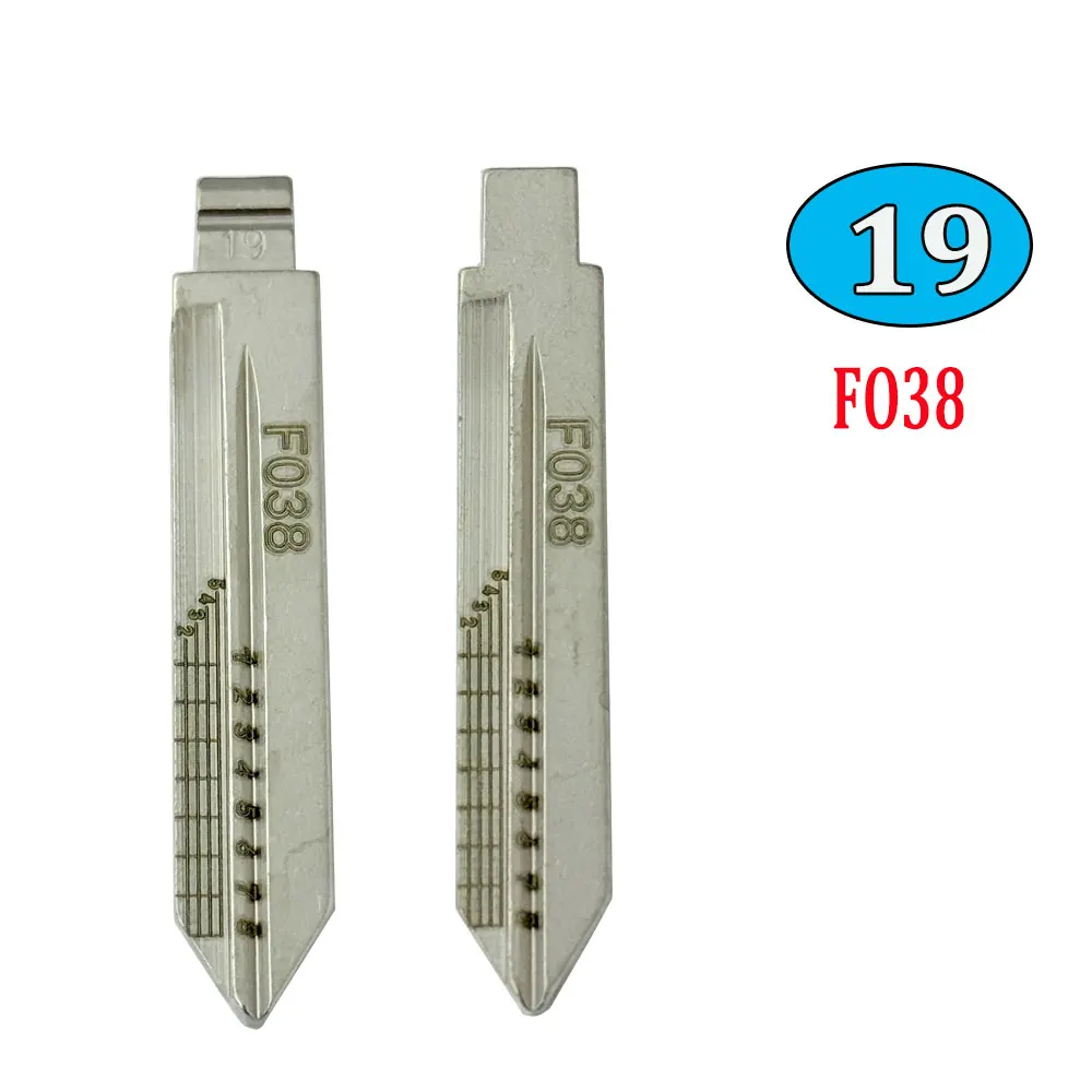 5pcs 19# FO38 Engraved Line Key Blade for Ford Edge F150 Kuga Lincoln Mustang Scale Shearing Teeth Cutting Car Key Blank