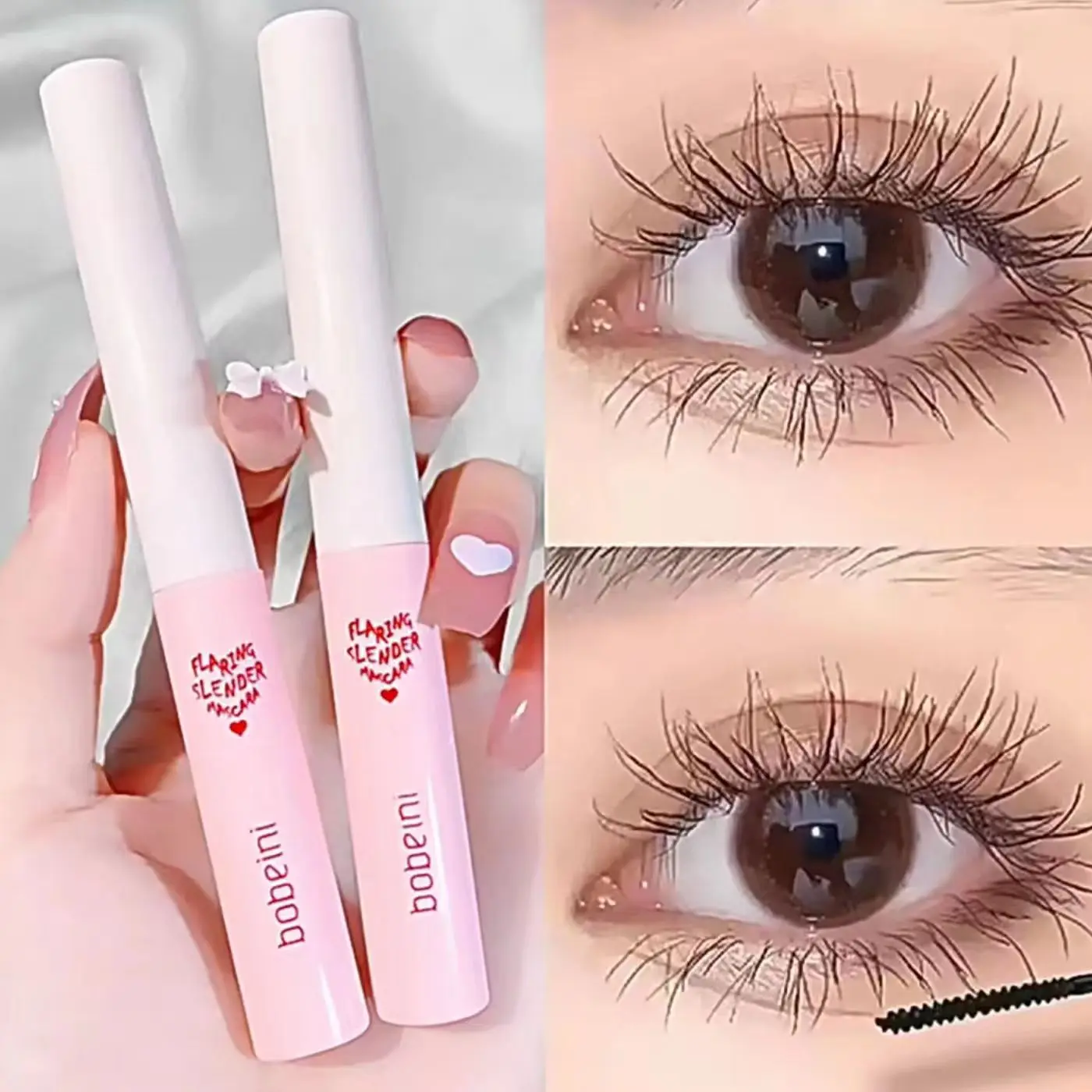 Ultra-Fine Brush Mascara Makeup Silk Fiber Lengthens Eyelashes Waterproof Fast Dry Matte Brown Black Curling Mascara Comestics