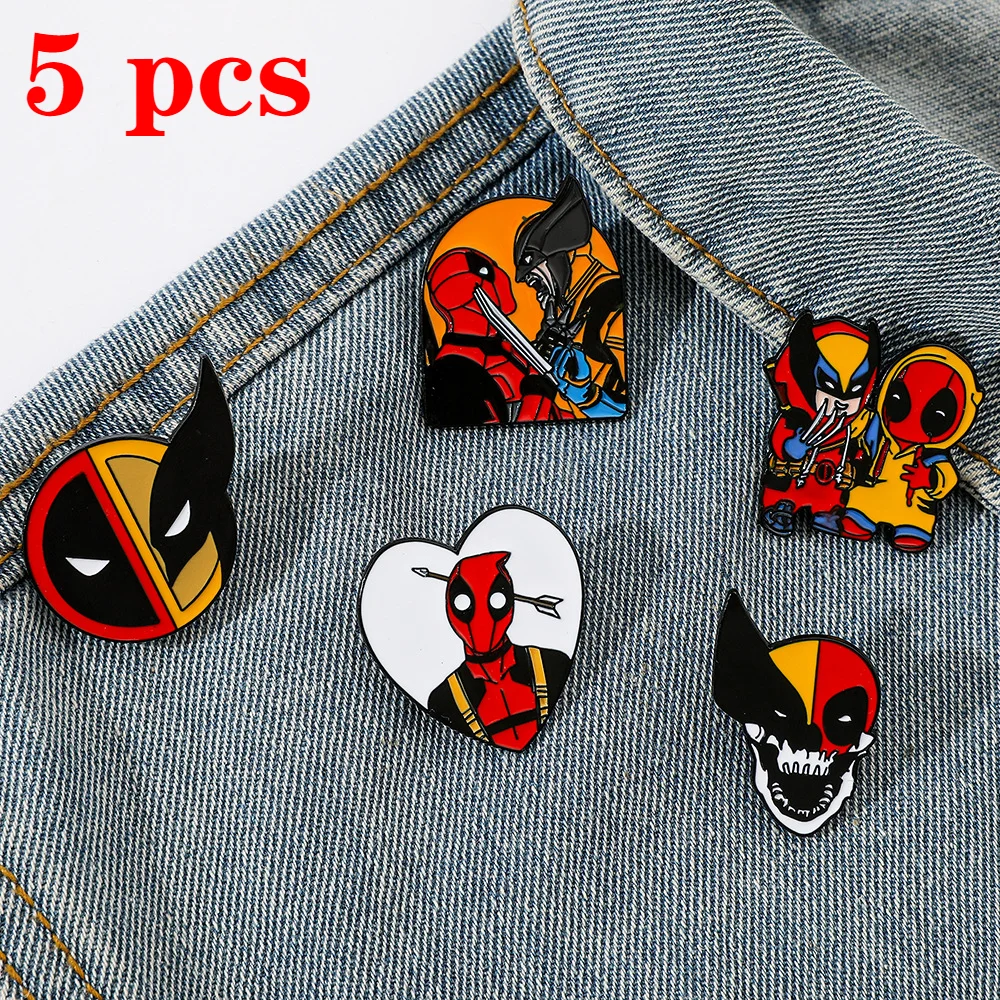 Disney Marvel Deadpool e Wolverine Emblema De Metal, Personagens De Filme, Alfinete De Broche De Super-Herói, Acessórios Bolsa Collar, Jóias Da Moda, Novo