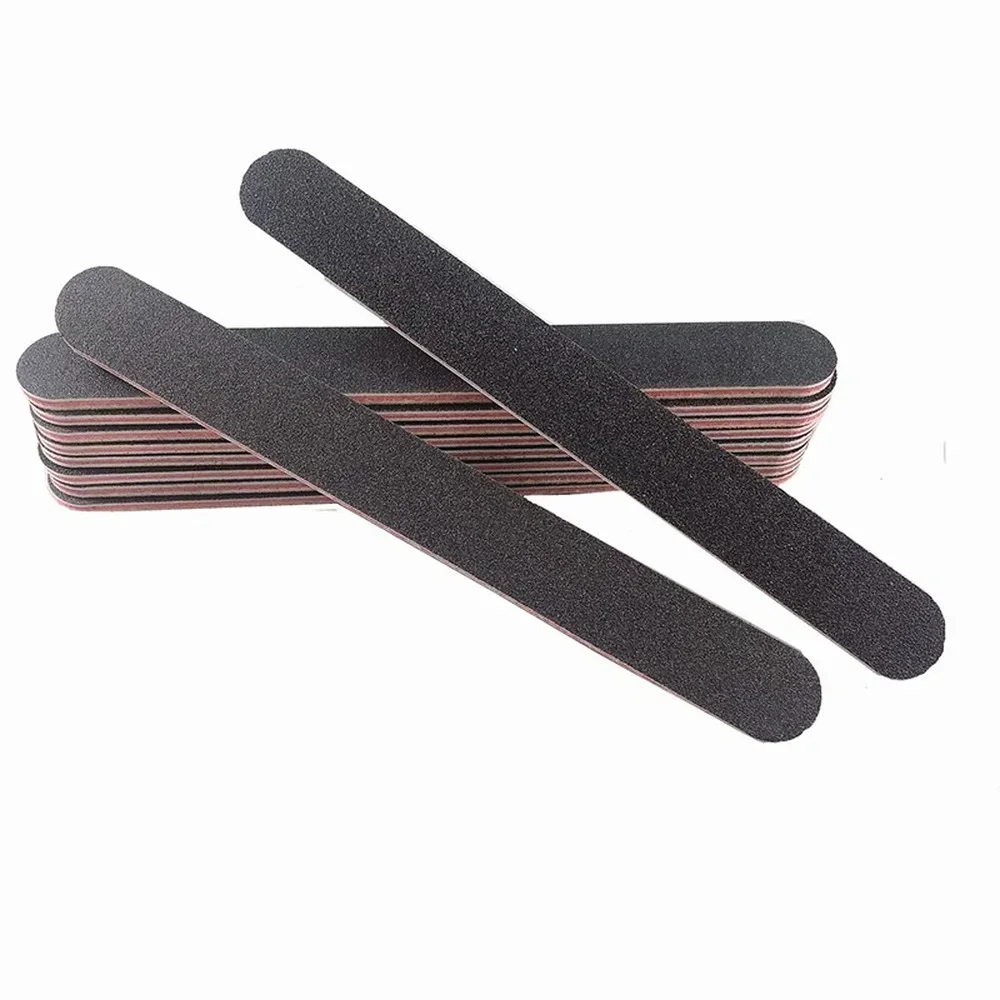 Professionele schurende nagelvijl nagelvijl 100/180 voor nagelgereedschap, 30 stuks recht rond zwart aangepast logo