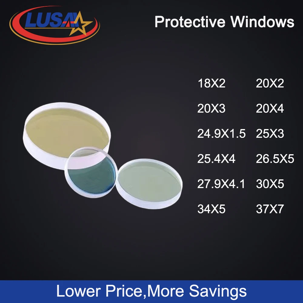 LUSAI Laser Protection Window Lens Protective Windows Dia18/20/24.9/27.9/30/34/37 for WSX Precitec Raytools WSX Bodor Laser Head