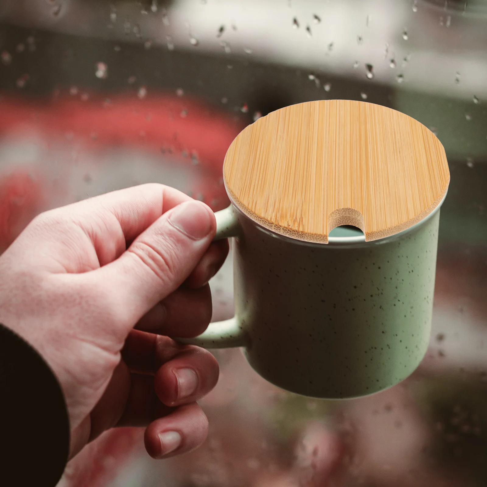 

6pcs Round Wood Cup Lid Bamboo Mug Cover For Home Party Camping Airtight Seal Jar Bottle Covers Kitchen Bar Accessory