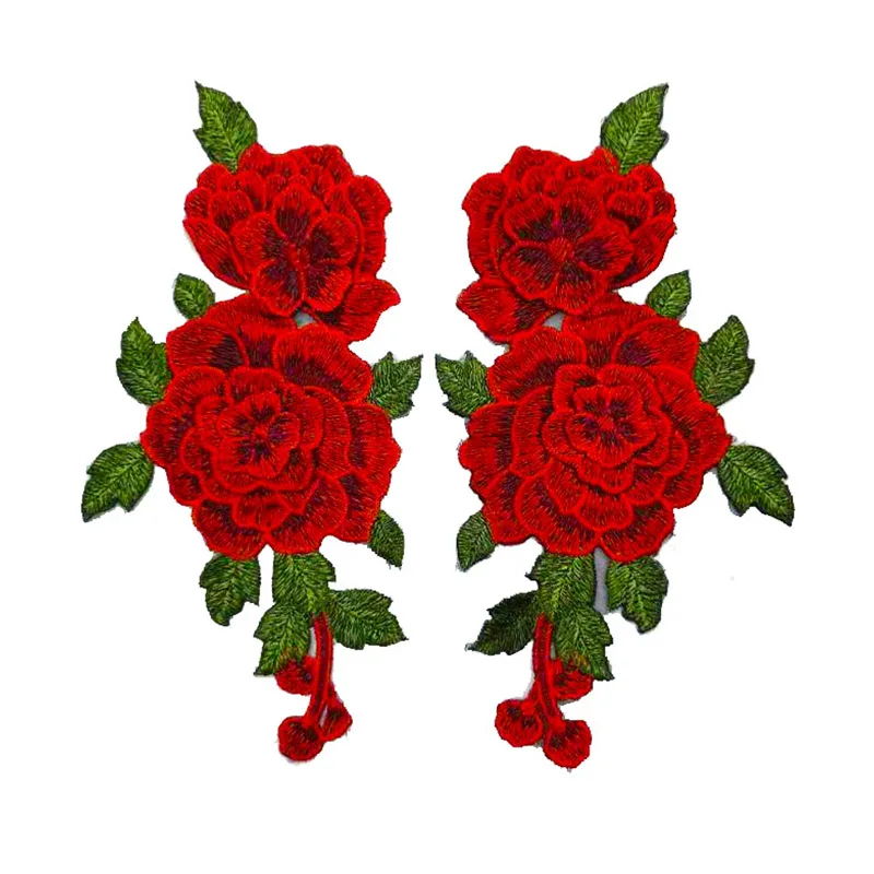 

1 Pair Dress Patches Decoration Rose Flower Lace Applique Embroidery DIY Patches