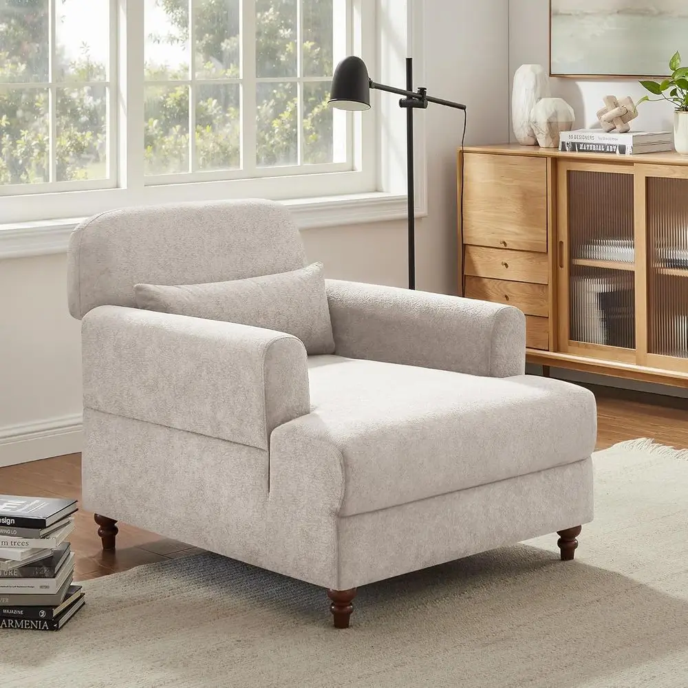 

Oversized Upholstered Chaise Lounge Chair with Adjustable Backrest, Ideal for Reading and Relaxation in Living Room or Bedroom,