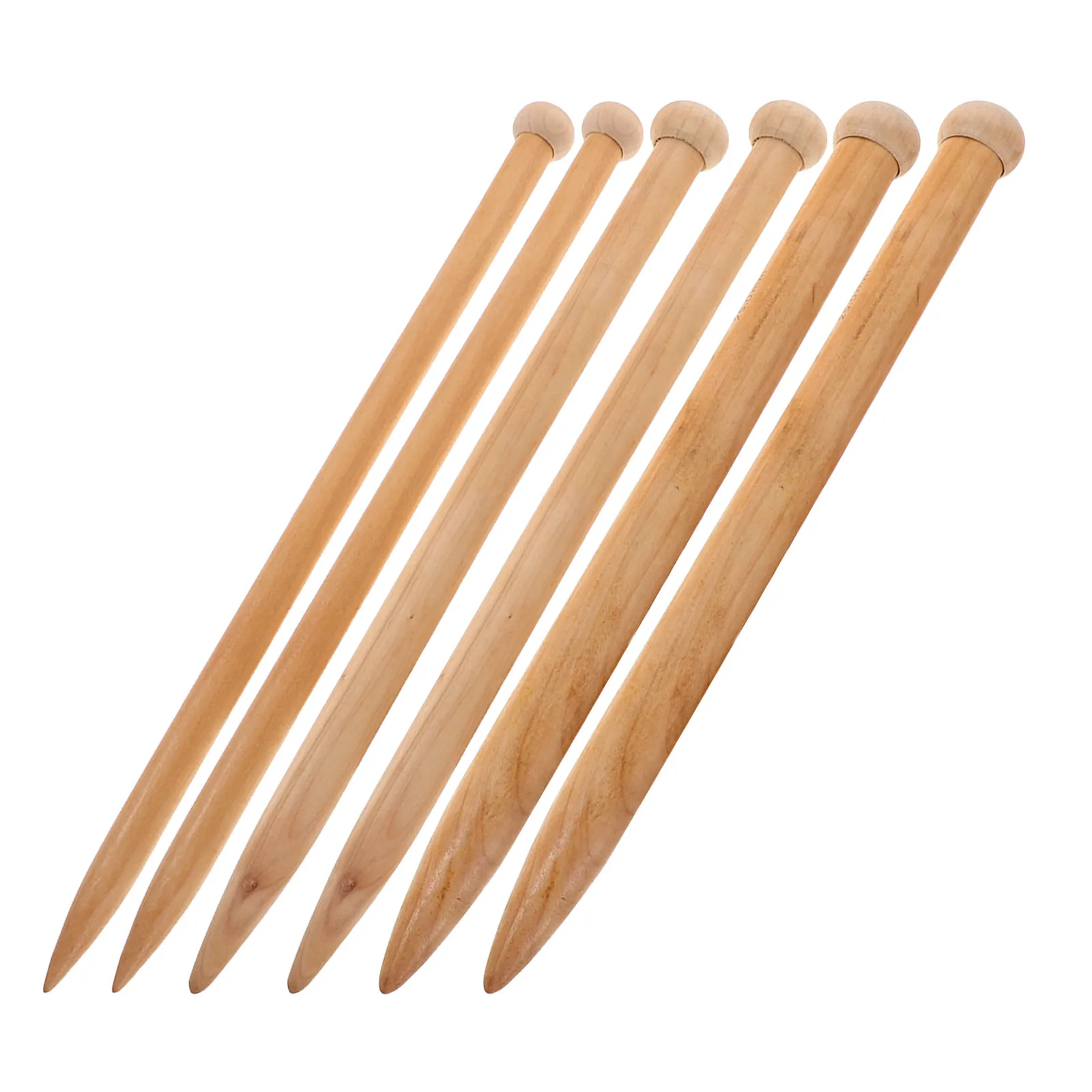 6Pcs Thick Yarn Wooden Knitting Needles Jumbo 35Cm Straight Needles Hand Tools for DIY Blankets Scarves Sweaters
