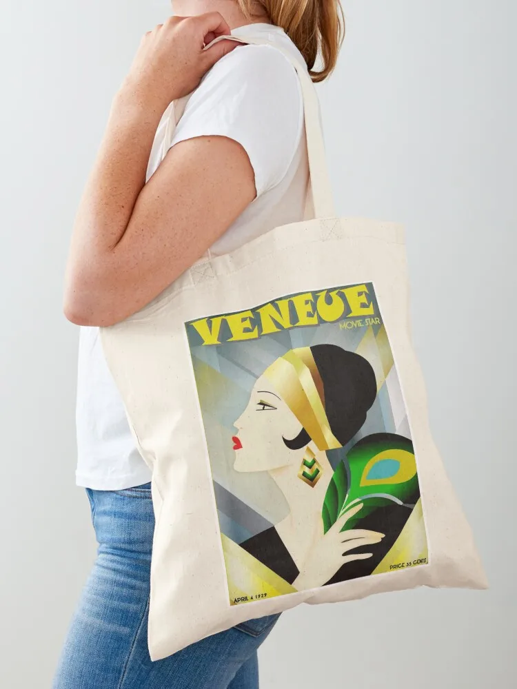 

VENEUE : Vintage 1929 Abstract Flapper Advertising Print Tote Bag reusable shopping bag great bag Lady bags Gift