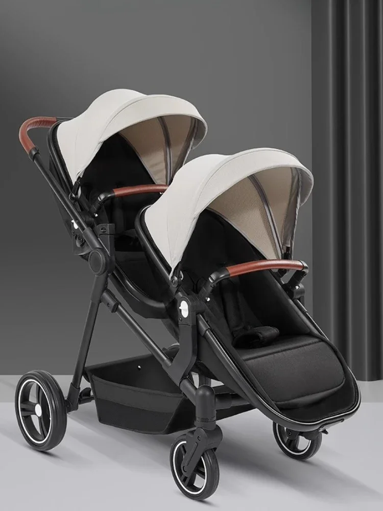 NIEUW Lichtgewicht dubbele kinderwagen Opvouwbare kinderwagen met dubbele zitplaats Draagbare dubbele multifunctionele kinderwagen Kan aan boord worden genomen - afbeelding 2