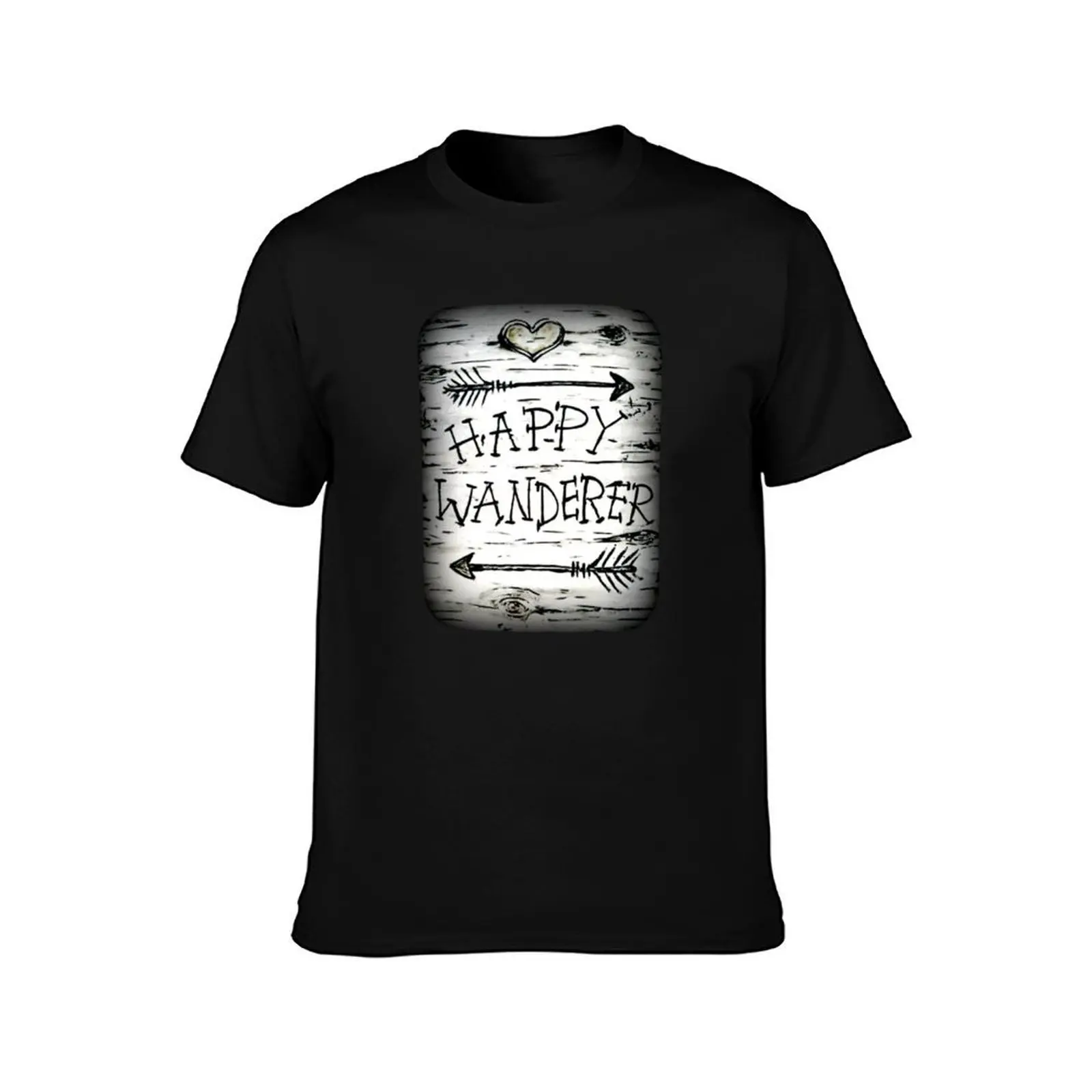 Happy Wanderer / Wanderlust / Traveller / Van Life Birch Bark Arrows Hiker Adventure T-Shirt, Summer Casual Cotton Tee