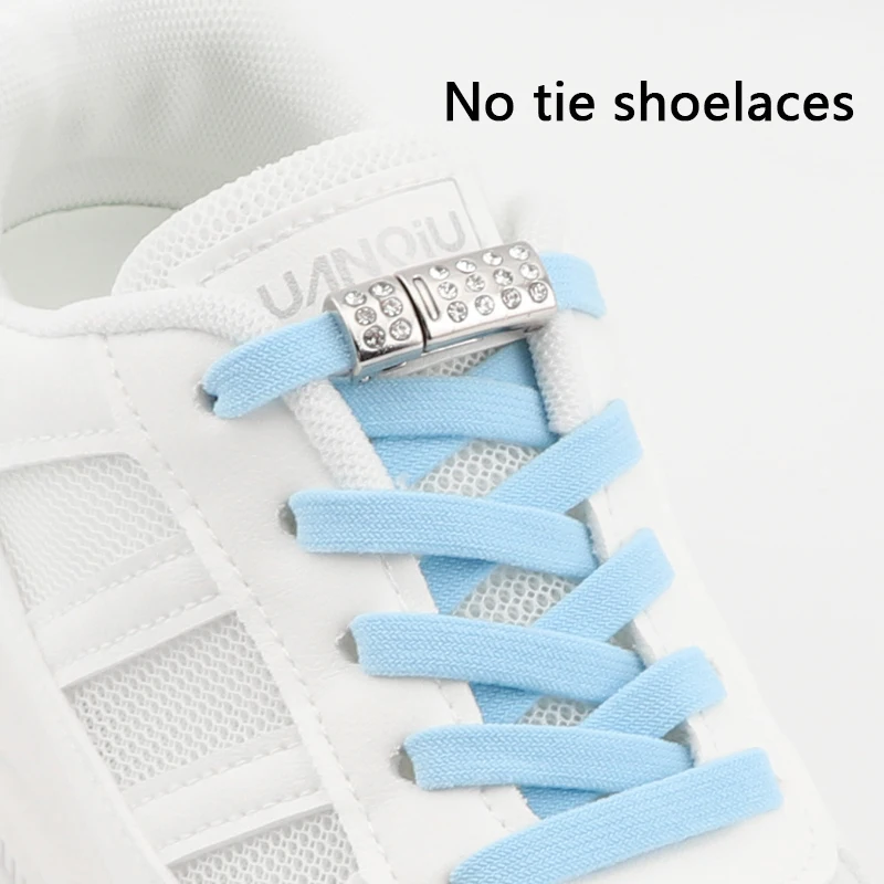 Cordones de zapatos sin cordones con cierre magnético de diamante cordones de zapatos planos elásticos para zapatillas de deporte accesorios para zapatos para adultos y niños