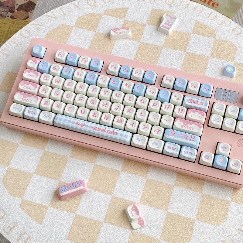 Juego de teclas con tema de pastel pintado a mano, sublimación de tinte PBT SO(MOA)/perfil Cherry, compatible con teclas 61%-108% para teclado mecánico Gigt