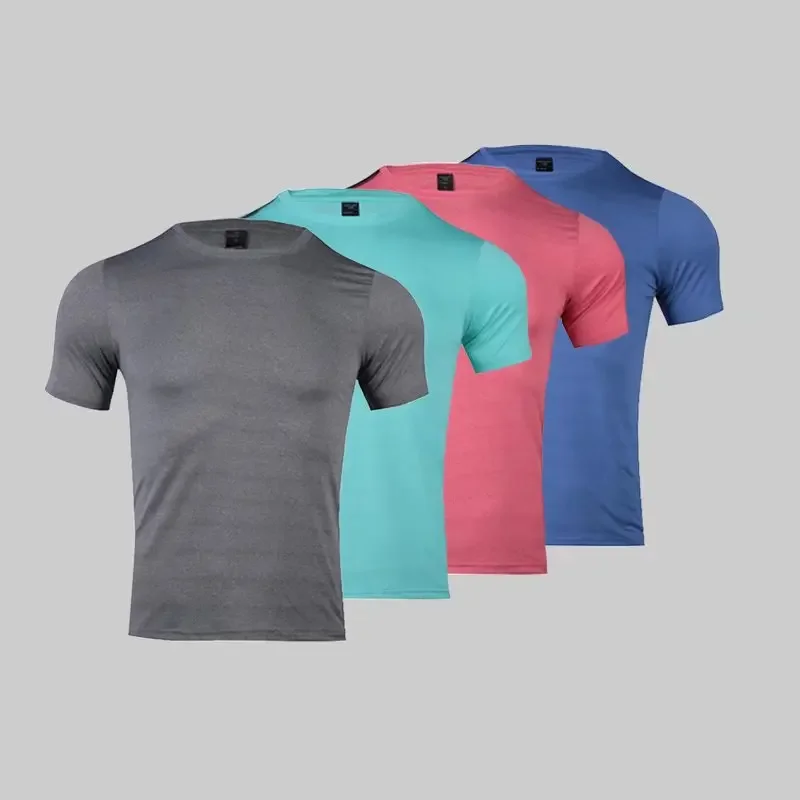 

Solid Color Short-sleeved T-shirt Men's Summer Tide Brand Tight-fitting Sweat-absorbing Running Sports Fitness Training Clothes