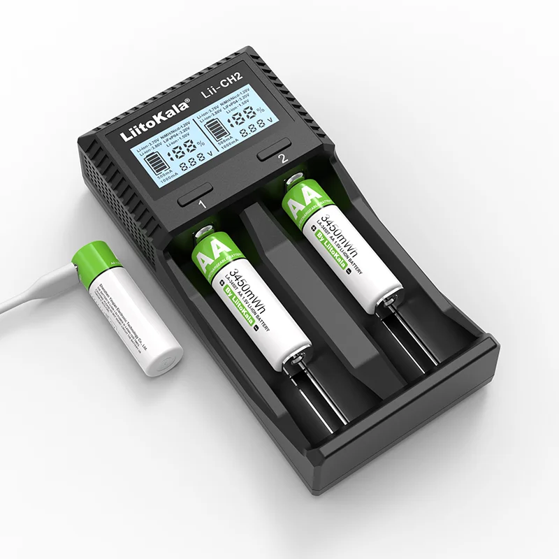 LiitoKala Lii-CH2 Battery Charger for 1.5V Li-ion AA AAA 1.2V NiMH AA AAA 3.7V Li-ion 18650 21700 3.2V LiFePO4 32700 battery