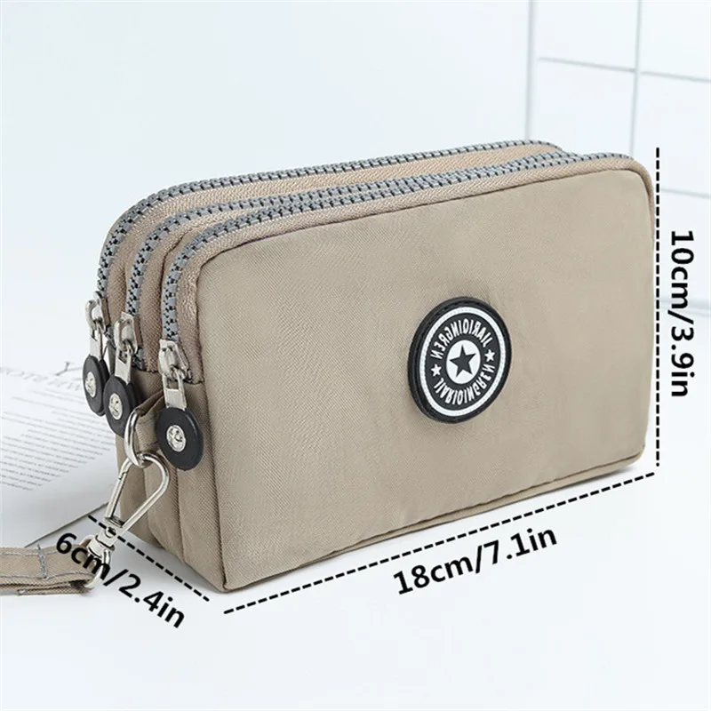 Fashion Zipper Wallet, Women's Casual Waterproof Clutch Bag Versatile Nylon Phone Bag with Wristlet