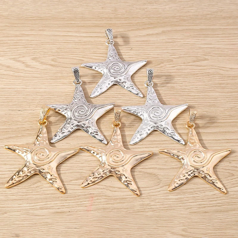 4pcs 66x88mm Cute Alloy Big Star Charms Pendants for Jewelry Making Drop Earrings Necklaces DIY Handmade Keychain Craft Supplies