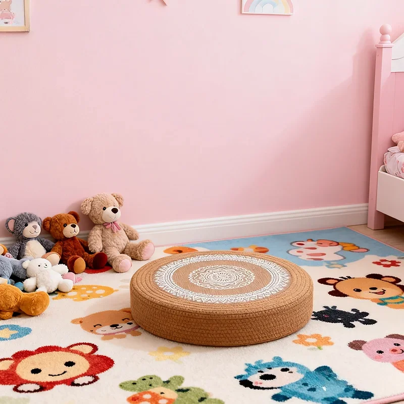 Japanse stijl natuurlijk rotan vloerkussen rond stro zitkussen dik geweven mat voor terras zwembad veranda kustwoonkamer