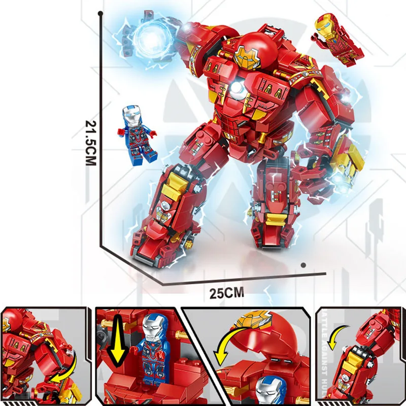 HEROCROSS Iron Man Tony Stark Building Blocks Toy blocks for boys Educational Toys children birthday gifts