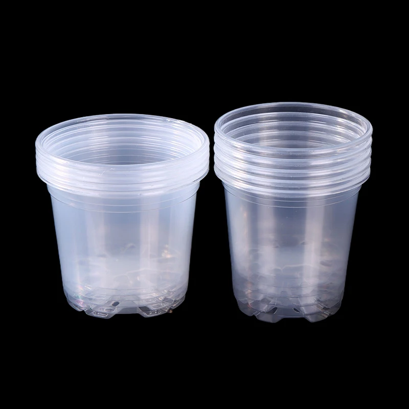 5Pcs Transparent Plastic Flowerpot Drainage Hole Pot Gardening Root Growth Visibility For All Plants Water Damage Protection