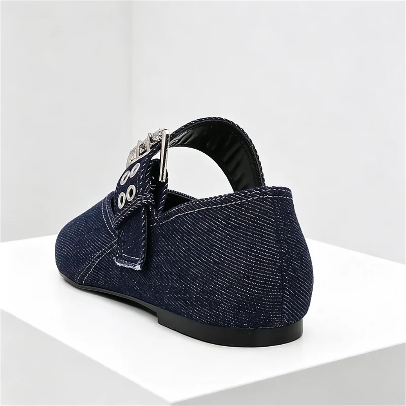 Denim Blue Flat Ballet Flats W - Ethnic Fashion Design review and price