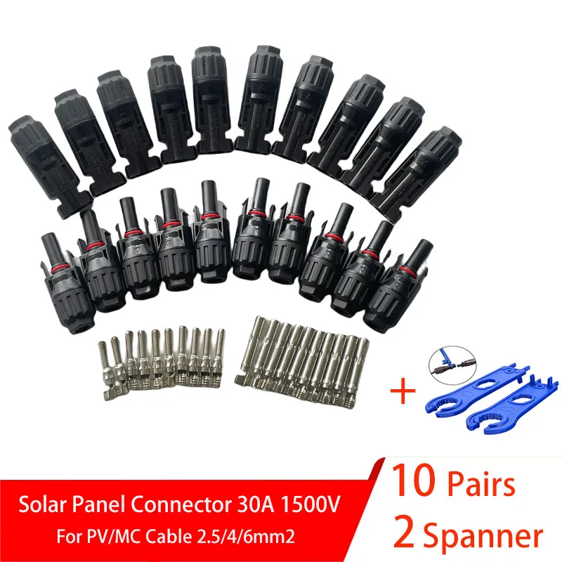 5/10 Pairs Solar Connectors PV Plugs 1000V 30A Solar Panel Connector Kit Available for PV/MC Cables 2.5/4/6mm²