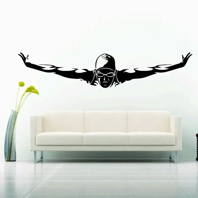 

Swim Wall Sticker Car Swimmer Decal Swimming Posters Vinyl Wall Decals Decor Mural Swimming Wall Decal