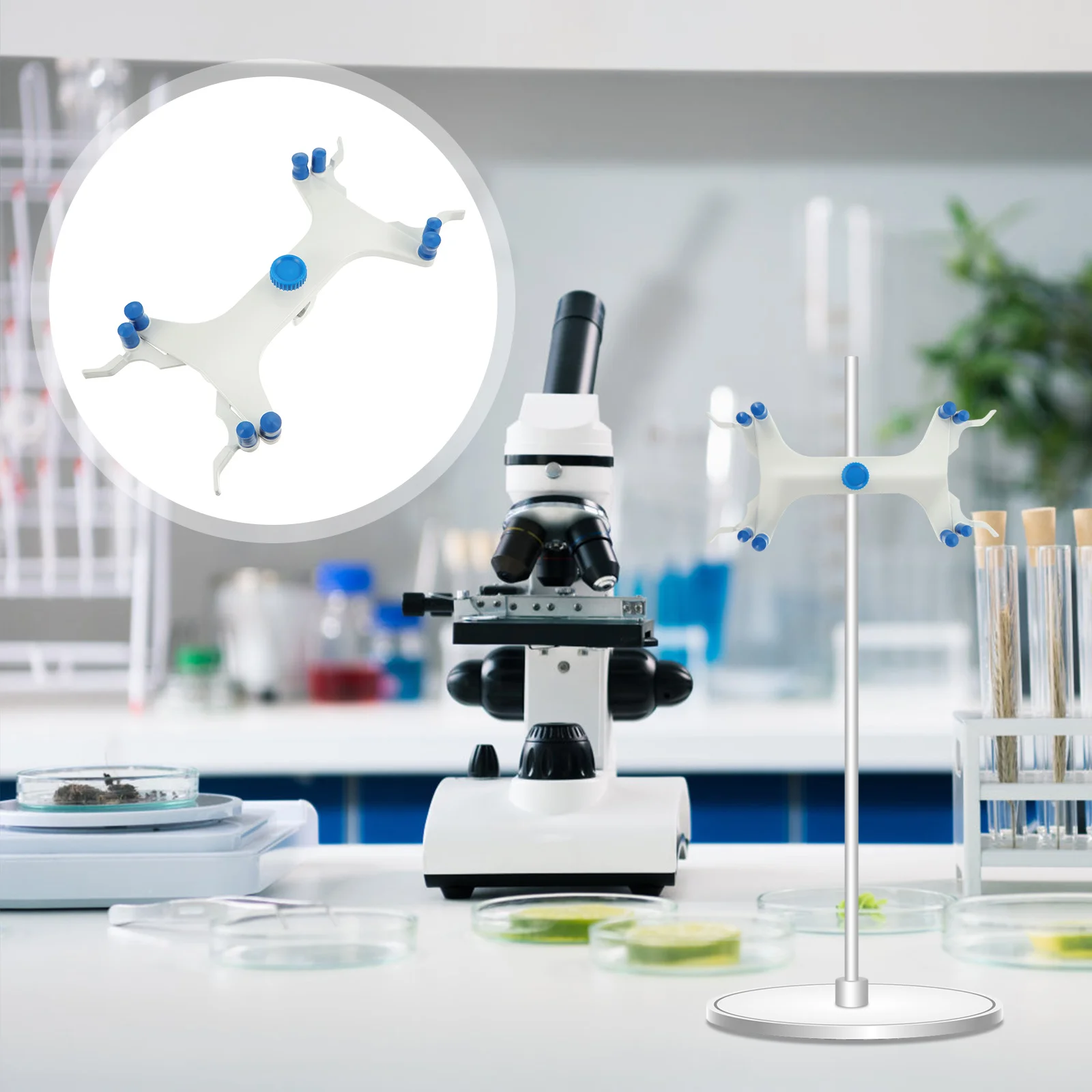 

Double Clamp Aluminum Cast Spring Loaded Silicon Grips Secure Buret Clip Laboratory Titration Double Clamp